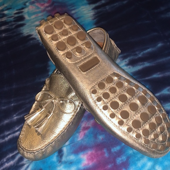 Coach size 9 1/2 metallic gold moccasins - Picture 3 of 4